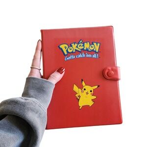POKEMON Vintage 90s Pikachu Binder Red Snap Case Y2K Collector